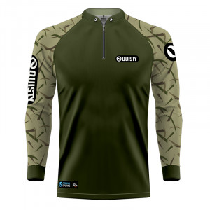 Camisa Premium - Pro Elite Black Bass Verde Musgo Kid Ocelos Pesca Esportiva - DryUv50 + Punho Luva