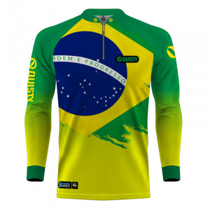 Camisa Premium - Pro Elite Brasil Bandeira Pesca Esportiva - DryUv50+ Punho Luva