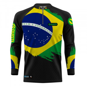 Camisa Premium - Pro Elite Brasil Black Pesca Esportiva - DryUv50+ Punho Luva
