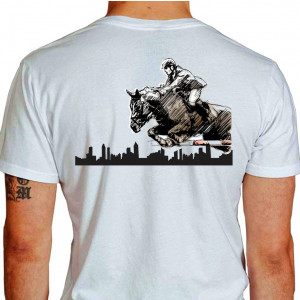 Camiseta - Hipismo - Equestre Salto Conceito Disciplina Costas Branca