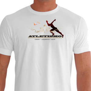 Camiseta - Corrida - Estampa Atletismo Corredor Explosão Músculos Corrida Lançamentos e Saltos Frente Branca