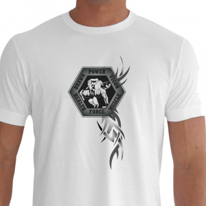Camiseta Power Force Musculação branca