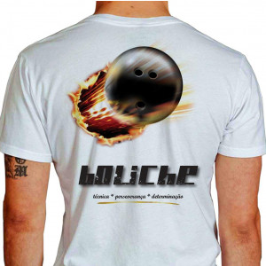 Camiseta - Boliche - Bola Velocidade Fogo Técnica Perseverança Determinação Costas Branca