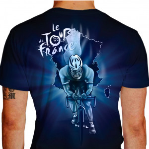 Camiseta - Ciclismo - Campeonato Ciclista Mapa da França Le Tour de France Costas Azul