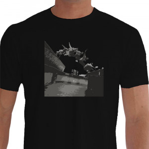 Camiseta - Parkour - Traceurs Jump Salto de Precisão Cidade Urbana - preta