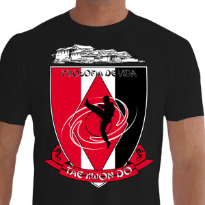 Camiseta - Tae Kwon Do - Templo Filosofia de Vida Lutador Dando Chute Alto Pulando Ap Sagui Palmok Olgul Maki