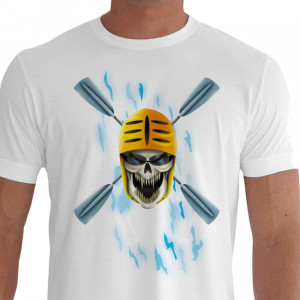 Camiseta - Canoagem - Caveira Canoeira Remos e Capacete