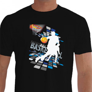 Camiseta - Basquete - Jogo de Basket Jogadores Efeito Luzes Preta