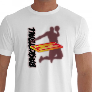 Camiseta - Basquete - Quadra Sombra Jogador Enterrada com uma Mão Branca