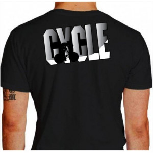 Camiseta - Ciclismo - Texto Cycle Ciclista Tentando Fuga Torcendo o Cabo Costas Preta
