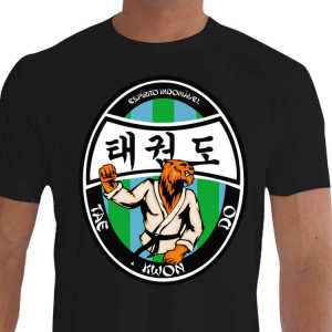 Camiseta - Tae Kwon Do - Tigre Faixa Preta Espírito Indomável Kanji