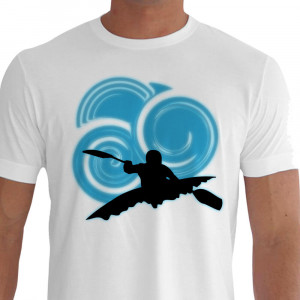 Camiseta - Canoagem - Ilustração Fundo Atleta Caiaque Velocidade