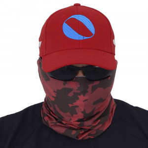 Máscara de Proteção Solar Camuflagem Vermelha 3D UV 50 PROTECTION - Pesca Esportiva