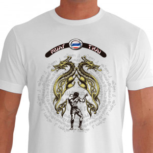 Camiseta de Muay Thai Dois Dragoes - Branca