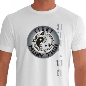 Camiseta de Muay Thai Dragão Yin Yang - Branca
