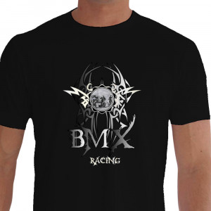 Camiseta - BMX Racing - Efeitos Tribal Foto Pilotos Largando Segredo Está na Largada Preta