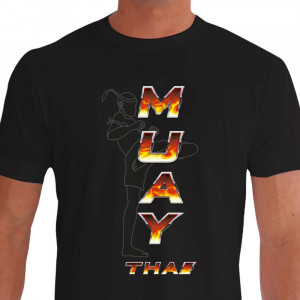 Camiseta de Muay Thai Fire Chute Tip Kang - Preta
