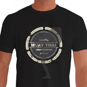 Camiseta de Muay Thai 100% Competidor - Preta