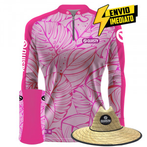Super Combo VIP - Pro Elite Feminina Fishing Pesca Esportiva - Camisa + Punho Luva + Máscara + Chapéu DryUv50 Envio Imediato