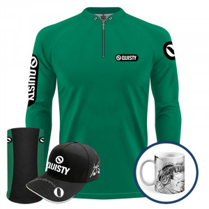 Super Combo Premium - Pro Elite Sport Clean Green Flag - Camisa + Punho Luva + Máscara + Boné DryUv50+