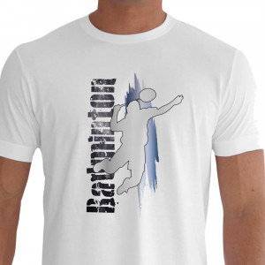 Camiseta - Badminton - Jogador Cortada Saltando Branca