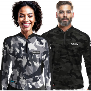 Combo dos Namorados - Pro Elite Army Black + Army Antartida Feminina - Pesca Esportiva - Camisa + Punho Luva + DryUv50