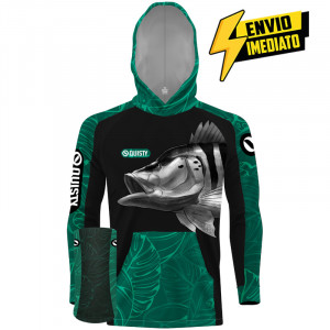 Combo Camisa com Capuz Hardy Protection Tucunaré Azul - Capuz + Máscara Pesca Esportiva DRYUV50 - Envio Imediato
