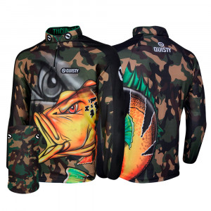 Combo Pro Elite Tucunaré Camuflado Pesca Esportiva Camisa + Máscara DryUv50+