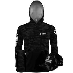 Super Combo Camisa Com Capuz Hardy Protection Army Black - Pesca Esportiva Camisa + Máscara + Boné DryUv50+
