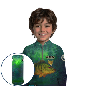 Combo Premium Infantil - Pro Elite Tucunaré Amazon - Pesca Esportiva - Camisa + Punho Luva + Máscara DryUv50+