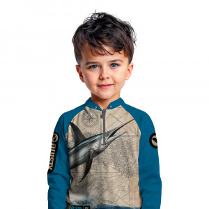 Camisa Premium Infantil - Pro Elite Espada do Mar - Pesca Esportiva - DryUv50 + Punho Luva