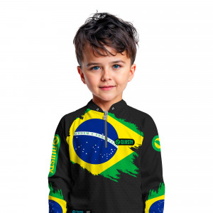 Camisa Premium Infantil - Pro Elite Brasil Black Pesca Esportiva - DryUv50 + Punho Luva