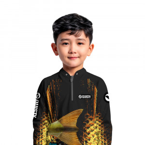 Camisa Premium Infantil - Pro Elite Dourado Do Rio Cauda - Pesca Esportiva - DryUv50 + Punho Luva