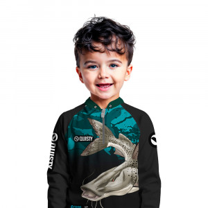 Camisa Premium Infantil - Pro Elite Predador Noturno Pintado - Pesca Esportiva - DryUv50 + Punho Luva