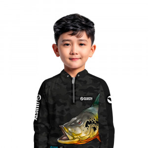 Camisa Premium Infantil - Pro Elite Tucunaré Black Pesca Esportiva - DryUv50 + Punho Luva