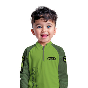 Camisa Premium Infantil - Camisa Premium - Pro Elite Just Hook It Tucunaré Oliva - Pesca Esportiva - DryUv50+ Punho Luva