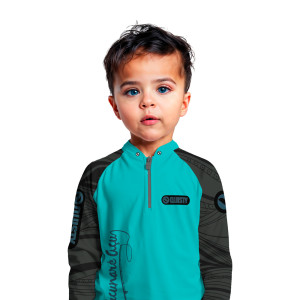 Camisa Premium Infantil - Pro Elite Just Hook It Tucunaré Azul Maré - Pesca Esportiva - DryUv50+ Punho Luva