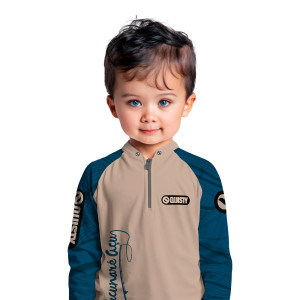 Camisa Premium Infantil - Pro Elite Just Hook It Tucunaré Azul Petróleo - Pesca Esportiva - DryUv50+ Punho Luva