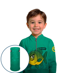 Combo Premium Infantil - Pro Elite Tambaqui Teen - Pesca Esportiva - Camisa + Punho Luva + Máscara DryUv50+