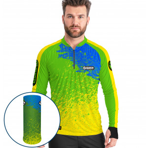 Combo Premium - Pro Elite Dourado do Mar Fisherman - Pesca Esportiva - Camisa + Punho Luva + Máscara Premium DryUv50+