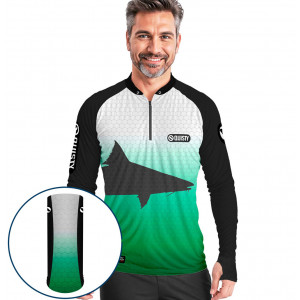 Combo Premium - Pro Elite Piraíba Fisherman - Pesca Esportiva - Camisa + Punho Luva + Máscara Premium DryUv50+