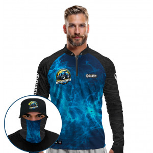 Super Combo Premium - Pro Elite Força do Campo - Agro Sports - Camisa + Punho Luva + Máscara Premium + Boné DryUv50+