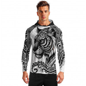 Camisa Com Capuz Hardy Protection Tribal Tiger Tattoo - DryUv50+