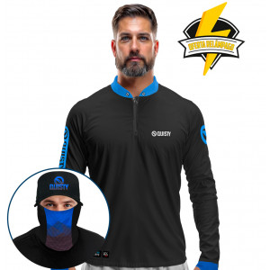 Super Combo Premium - Pro Elite Black Ocean - Camisa + Punho Luva + Máscara Premium + Boné Tela DryUv50+