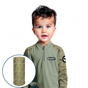 Combo Premium Infantil - Pro Elite Black Bass Kid Ocelos Pesca Esportiva - Camisa + Punho Luva + Máscara Premium Infantil DryUv50+