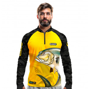 Camisa Premium - Pro Elite Guerreiro do Mar Xaréu - Pesca Esportiva - DryUv50+ Punho Luva