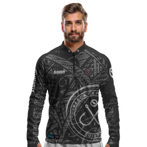 Camisa Premium - Pro Elite Anzol Black Pesca Esportiva - DryUv50+ Punho Luva