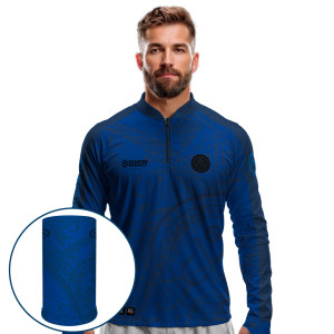 Combo Premium - Pro Elite Anzol Blue Pesca Esportiva - Camisa + Punho Luva + Máscara Premium DryUv50+