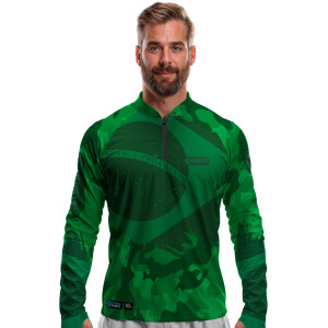 Camisa Premium - Pro Elite Brasil Army Pesca Esportiva - DryUv50+ Punho Luva