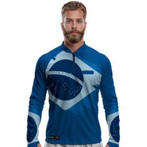 Camisa Premium - Pro Elite Brasil Blue Pesca Esportiva - DryUv50+ Punho Luva